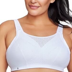 GLAMORISE SPORT white Wirefree high impact cami sports bra size 38C NWOT